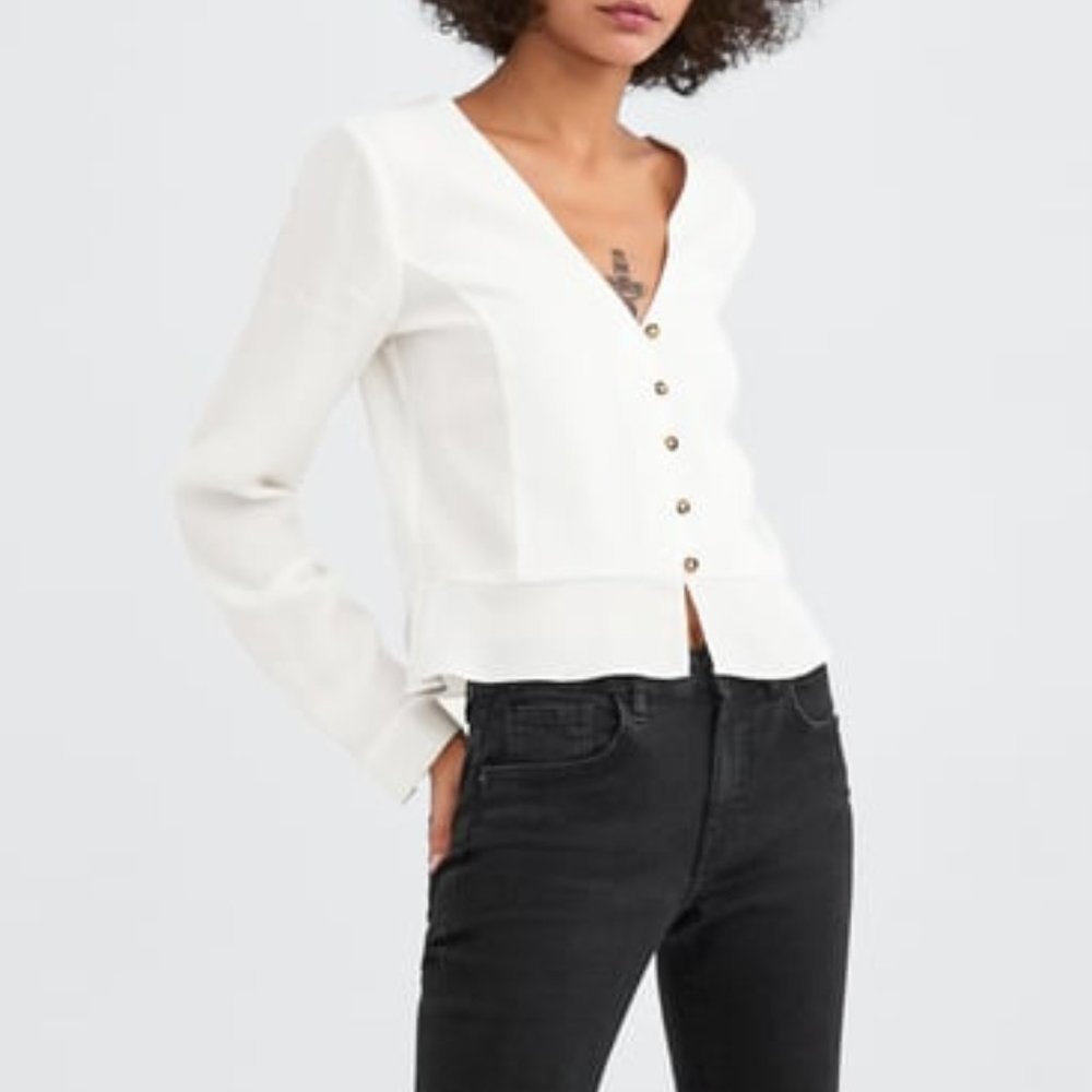 Zara Cropped Button Down Cardigan
